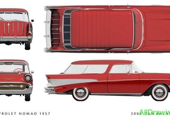 Chevrolet Nomad (1957) - drawings (drawings) of the car
